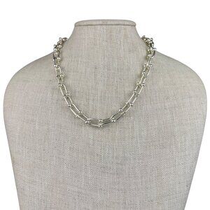 Mia Fiore Diadema Womens Silver Tone Bronze Chain Link Necklace Italian Design
